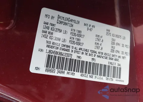 2008 Jeep Liberty Limited Edition из США, поврежденный, VIN 1J8GN58K88W123372